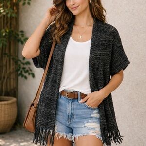 Lush Black and Gray Open Cardigan Sweater ❤️